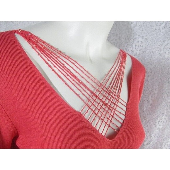 Georgiou Studio Women Pullover V-Neck Sweater w/Beading, P (0-1) - Picture 8 of 13